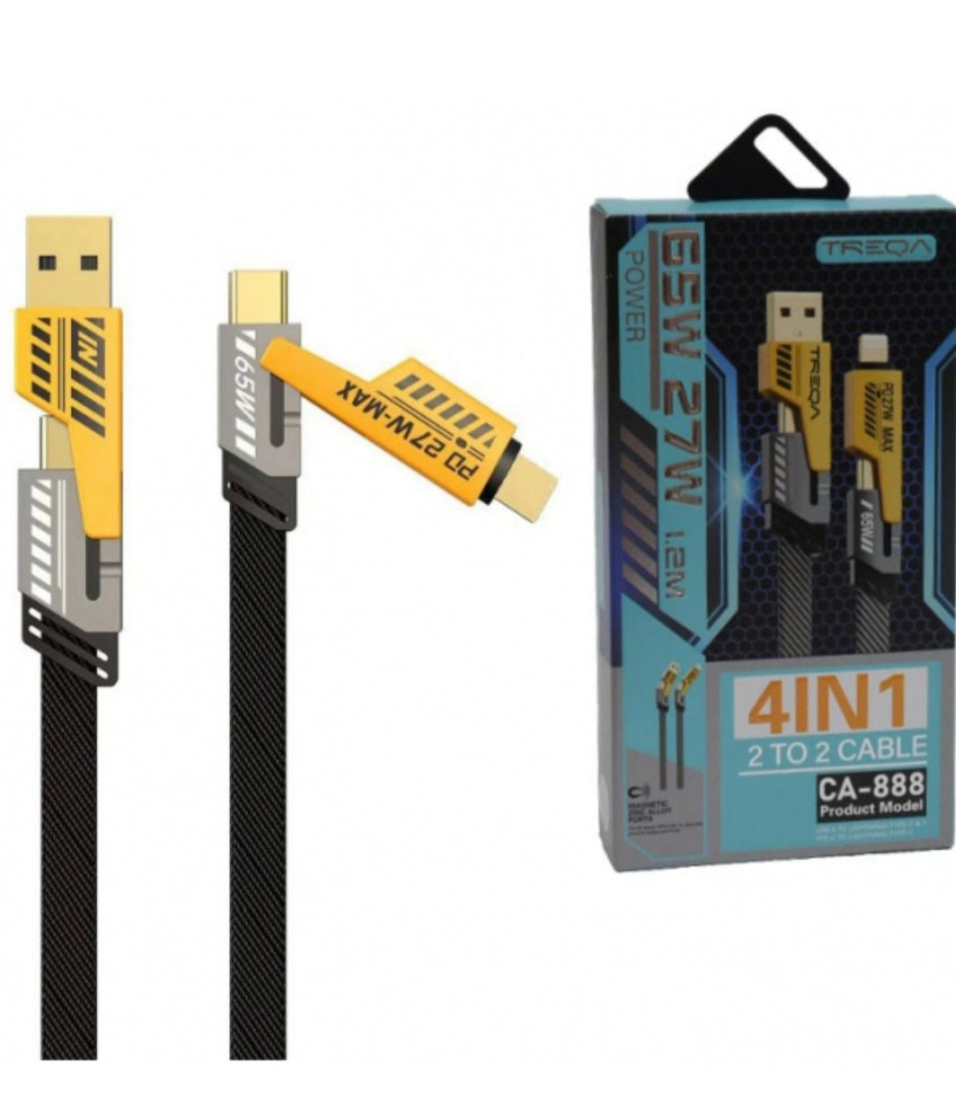 Cablu 4 în 1 USB-C / Lightning / MicroUSB, Fast Charge până la 65W, Transfer Date 480